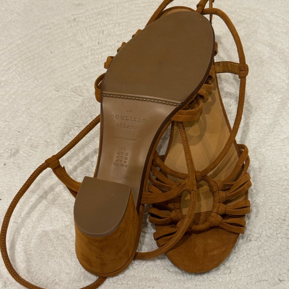 Sézane Souliers Gloria Suede Heeled Sandals – Camel NWOT - Picture 4 of 8